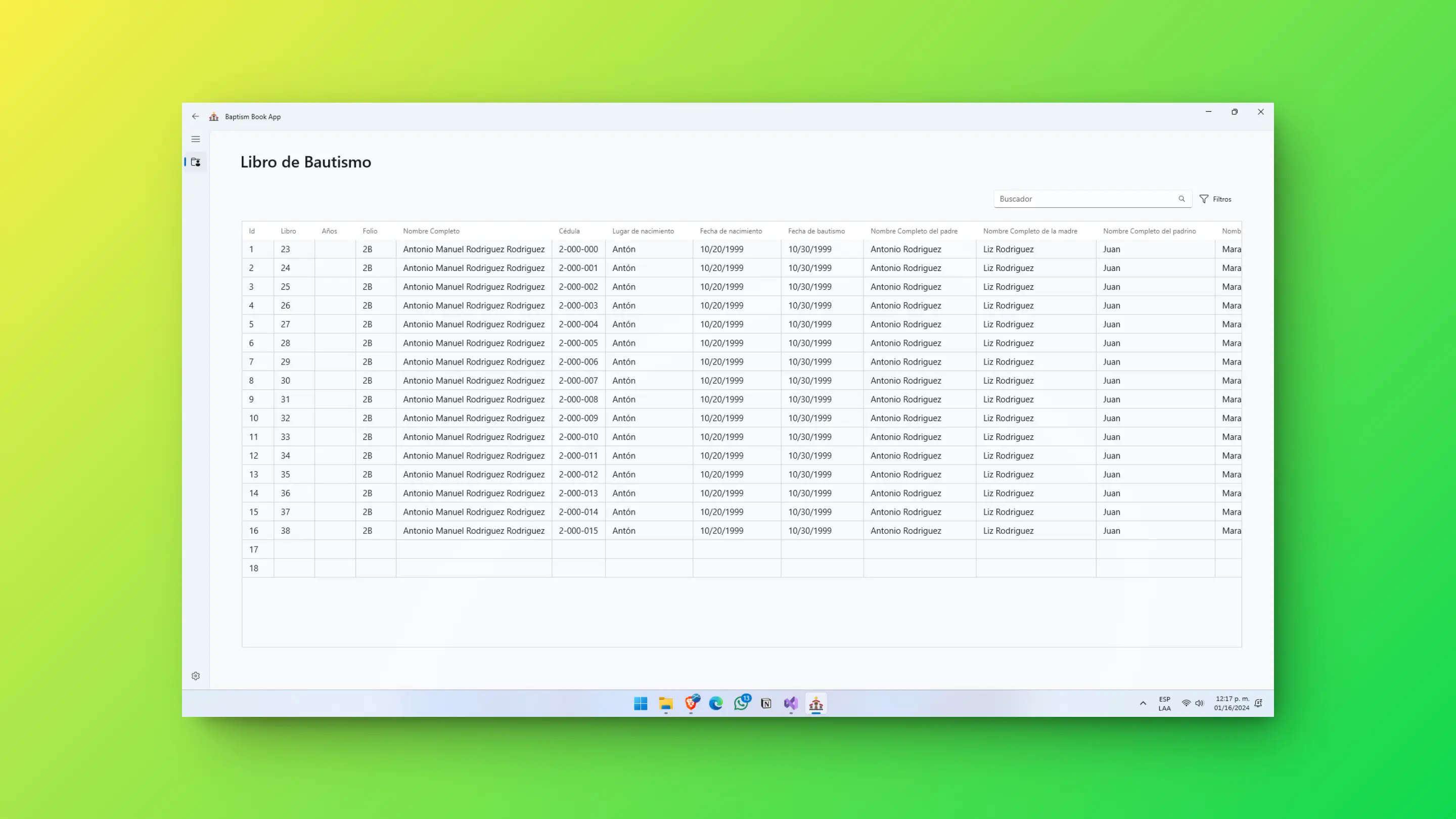 Baptism Book App - Registro de bautizados